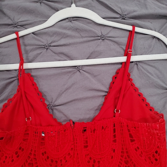 Sexy Red Crochet Mini Dress - Picture 5 of 8